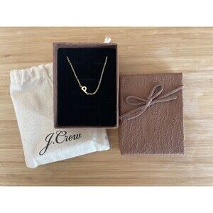 17" J Crew Petite Initial Pendant Necklace Letter P Brass Cubic Zirconia